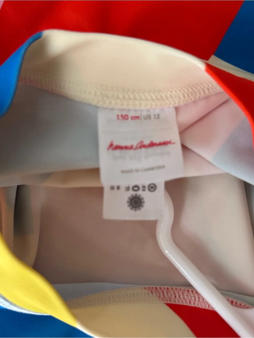 Girls Mini Boden Rashguard with Colorblock Geometric pattern size 12